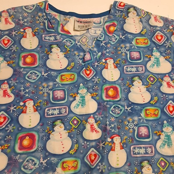 Jasco Uniform Women's Snowman Scrub Top in Size M - Picture 1 of 4